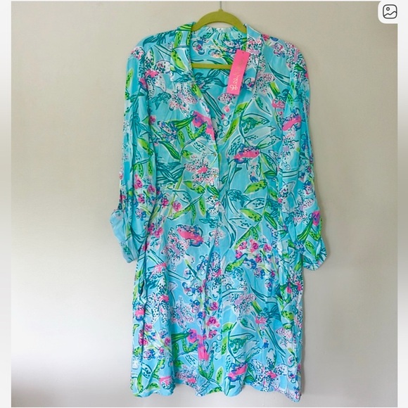 Lilly Pulitzer Dresses & Skirts - Lilly Pulitzer Lilith Tunic Dress Bali Blue XL Lightweight PERFECT NEW~ NWT